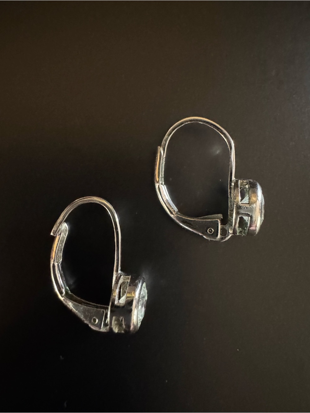 Silver Tone Bezel Set CZ Leverback Earrings Classic Minimalist Sparkle - Picture 2 of 5